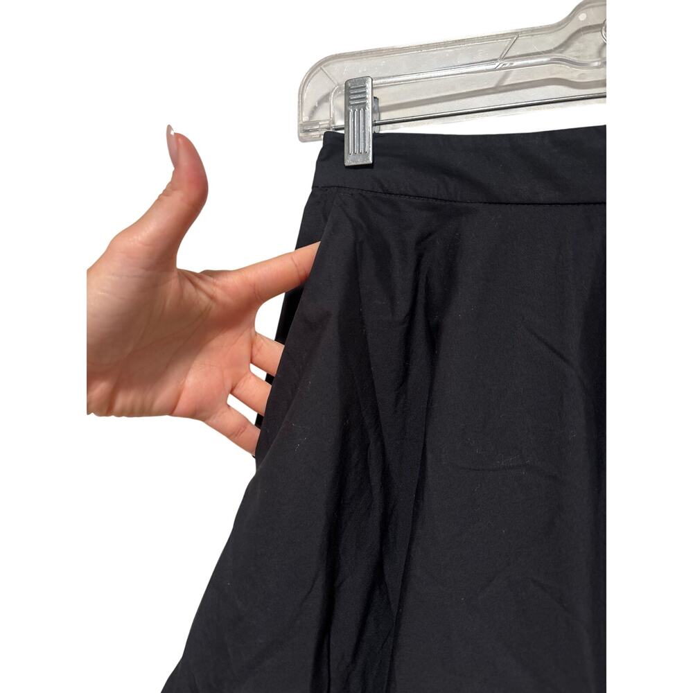 Ann Taylor Women's Black Pleated A-Line Midi Skirt Pockets Size 00P - Picture 3 of 7